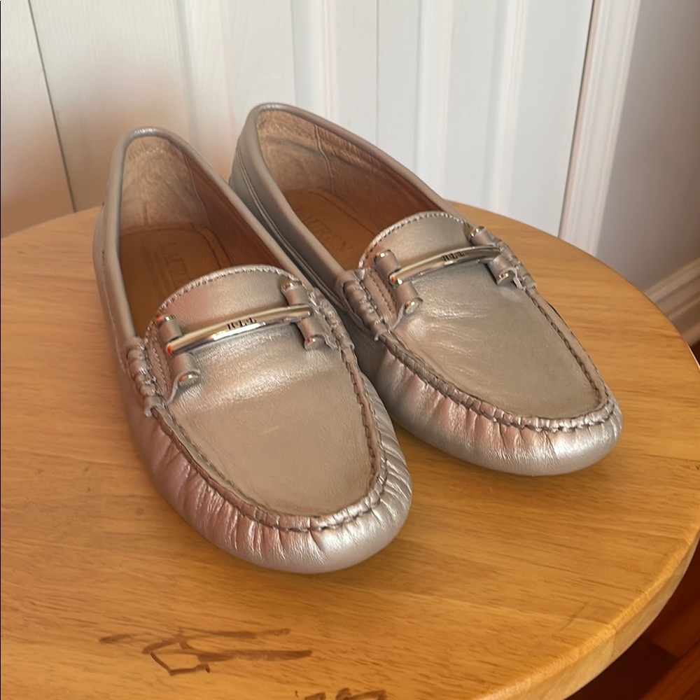 Silver Leather Loafers